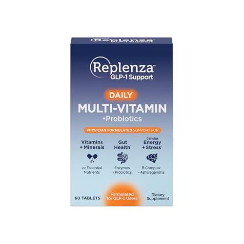 Replenza Daily GLP-1 Nutritional Support Supplement Essential Vitamins and Minerals Support for Gut Health Stress and Cellular Energy 60 Tablets