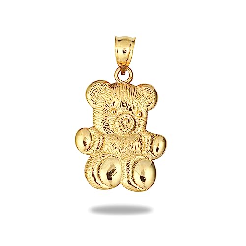 Claddagh Gold Solid 14k Yellow Teddy Bear Pendant Charm