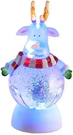Transpac Imports Merry Reindeer LED Light-up 7 x 3.5 Acrylic Christmas Water Globe Tabletop Figurine