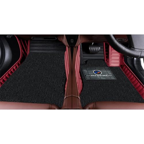 Image of Autofurnish Combination 9D Car Mat Full Set for Mahindra XUV700 (6 Seater) 2024 || Luxury Leather Dual-Stitch Full Set 9D Car Floor Mat || 100% Waterproof || Color : Black FL-Cherry