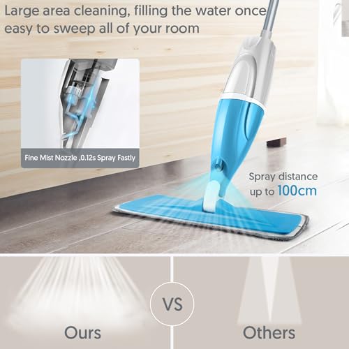 Image of Spray Wet Mops for Floors Cleaning: Hardwood Floor Mops Flat Mop Refillable | Remove Pet Hair, 3 Washable Pads for Swiffer PowerMop, Commercial Dust Mop, for Pet Owner Laminate Tile Vinyl Multi-surface