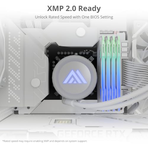 Image of Timetec Pinnacle Konduit RGB DDR4 3200MHz PC4-25600 CL16-18-18-38 XMP2.0 Overclocking 1.35V Compatible for AMD and Intel Desktop Gaming PC Memory Module RAM (RGB White, 64GB KIT(4x16GB))