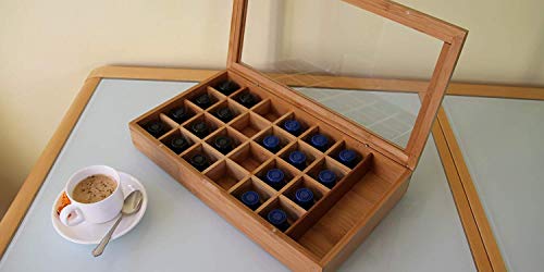 Modern Home Bamboo 24 Capsule Organizer/Display Box with Accessory Section compatible with Nespresso