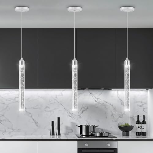 Image of 1-Light Modern Crystal Pendant Lighting LED Dimmable Pendant Light Kitchen Island Dining Room
