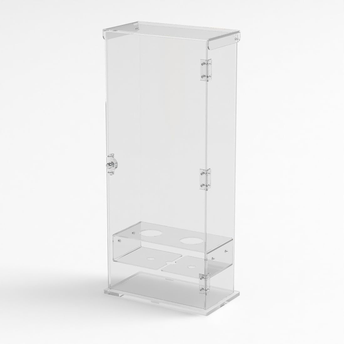 Porta coni gelato per cialde grandi in plexiglass trasparente a 2 fori con sportello - Misure: 27 x 13 x H61 cm