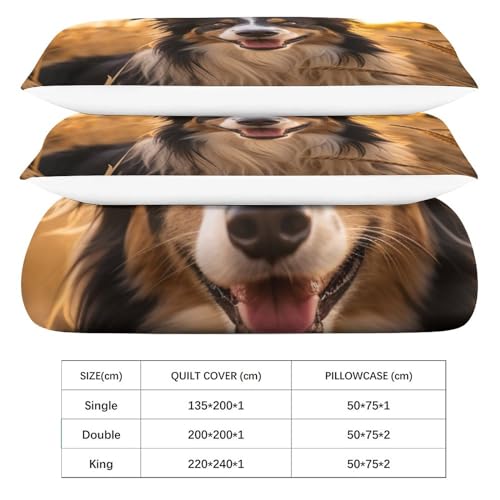 Edredón nórdico Border Collie de 3 piezas cama King microfibra 6