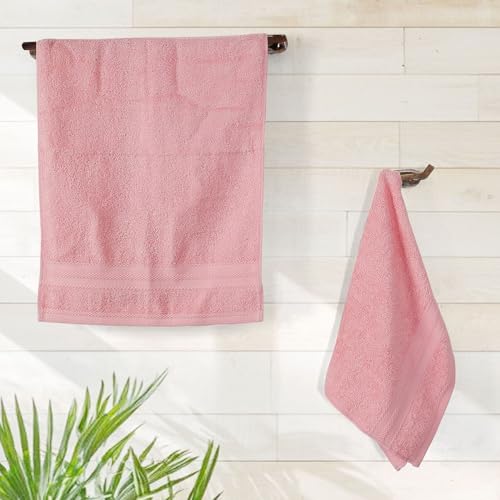 Image of Layers 100% Cotton Face Towels | 450 GSM Soft & Highly Absorbent | Aqua Plush Collection | Pack of 12 Super Soft Towels for Men & Women | 30 x 30 cm - Pink