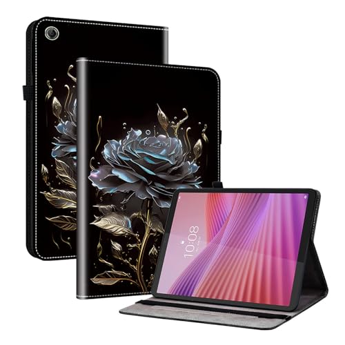 TEDTIKJT Funda para Tableta Lenovo Tab K9 8.7 Pulgadas 2025 Funda Carcasa Flip PU Cuero Protectora con 2-Ranura Tarjetas Función de Soporte para Tableta Lenovo Tab K9 Carcasa,Rosas Negras