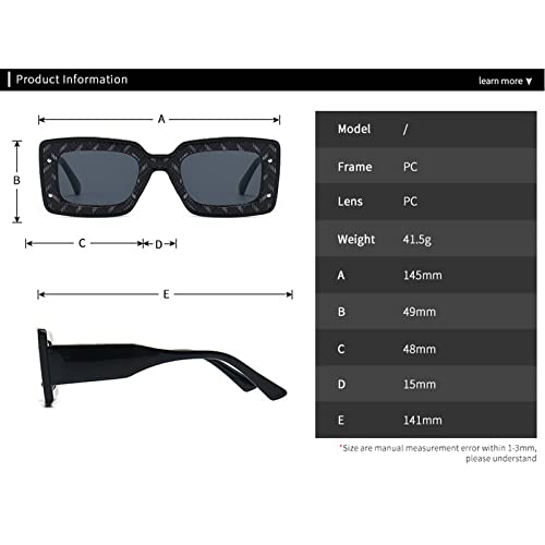 Image of Fashion Square Sunglasses For Women Men Rivet Decoration Luxury Ladies Sun Glasses UV400 Shades Lady Leopard Eyewear