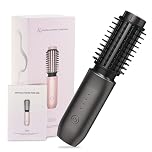 Cordless Hair Curler and Straightener Brush, Jooayou Cordless Hot Brush Rechargeable Portable Travel Curling Iron Hot Air Styler Ionic Heated Styling Hairbrush, Black