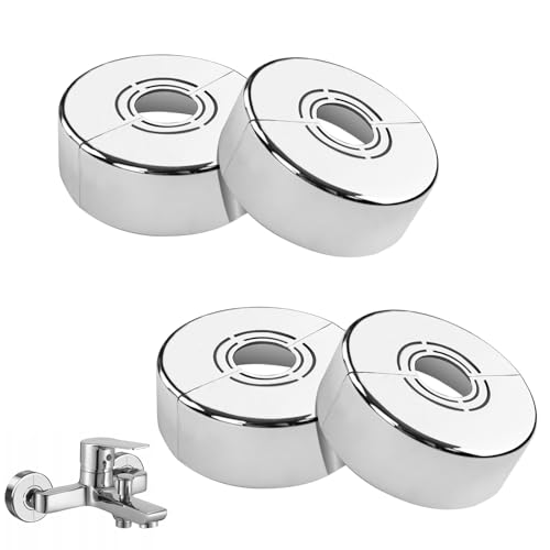 ANBOWEI Set of 4 Rosette Shower Fittings, Heating Pipe Cover, 3-in-1 Pipe Cover for Diameter 21/26/33 mm Radiator Pipes, Shower Fittings & Taps, Double Rosette with Split Design (70 x 25 mm)