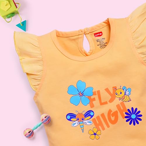 Image of LuvLap Baby Girls Regular Fit 100% Cotton Half Sleeves Girls Top CoSets Pack of 3