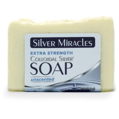 Silver Miracles - Extra Strength Colloidal Silver Soap - All Natural Nano Silver Face and Body Cleanser - Unscented - 6.5 ounces