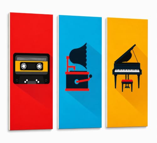 Image of Timber Acoustics Acoustic Art Wall Panels for Music Studio, 48 inchx32 inch PET Felt Sound Absorbing & Noise Reduction Panels for Wall, Acoustic Panels for Music Studio, (Fun Beats, Set of 3)
