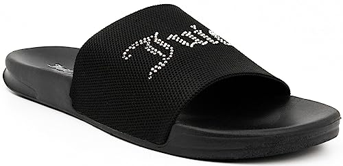 Juicy Couture Women's Waycool Womens Slide Sandals, Beach Sandal, Flip Flops, Size 6 Black #TOP16