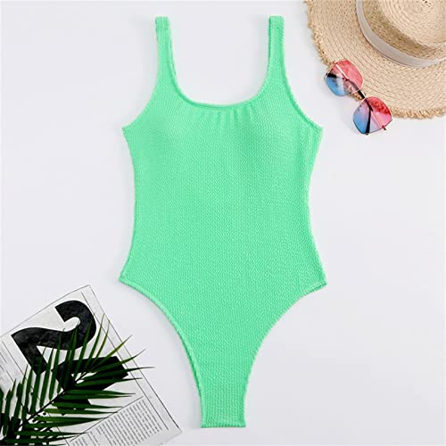 Monokini de bain chic vert menthe L | Finition drapée haut de gamme