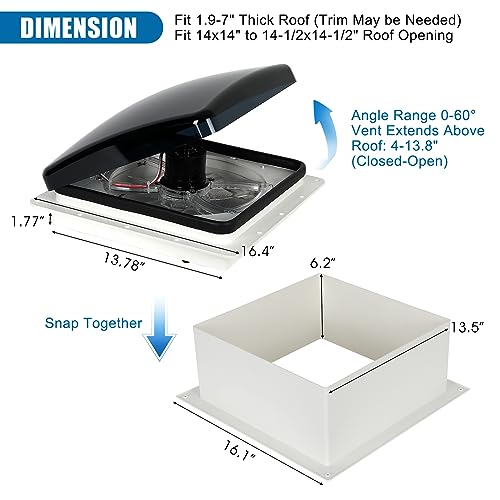Outprize RF-MANUAL-14IN Rv Roof Vent Fan, 12V 14 Inch Super Quiet Reliable Manual Rv Roof Fan thumb #1