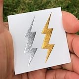 Metallic Lightning Bolt Temporary Tattoos / 48-Pack/Sparkling Silver & Gold