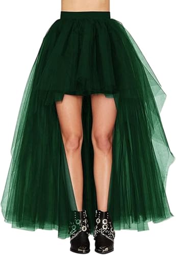 MisShow Adult A-line Tulle Skirt Bridesmaid Petticoat Tutu for Women Dark for St. Patrick's Day Skirts Dresses Dark Green