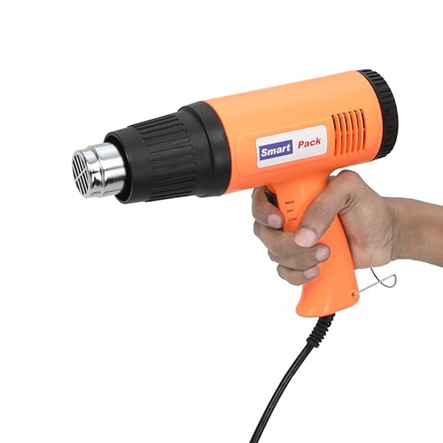 Image of SMART PACK Heat Gun for Shrink Wrapping, Drying Paint Coats, Remelting Adhesives, candle making | Dual Temperature Controller | High Speed Heat Shrink | Hot Air Gun and Bolts | Pack of 1