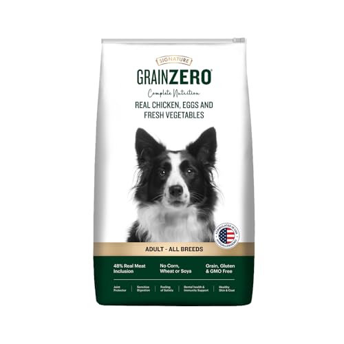 Grain Zero Real Chicken, Egg and Vegetables Adult Dry Dog Food 1.2kg | No Grain Formula, Gluten-Free, GMO-Free, 48% Real Meat Inclusion, Promotes Healthy Skin & Coat | Adult - All Breeds