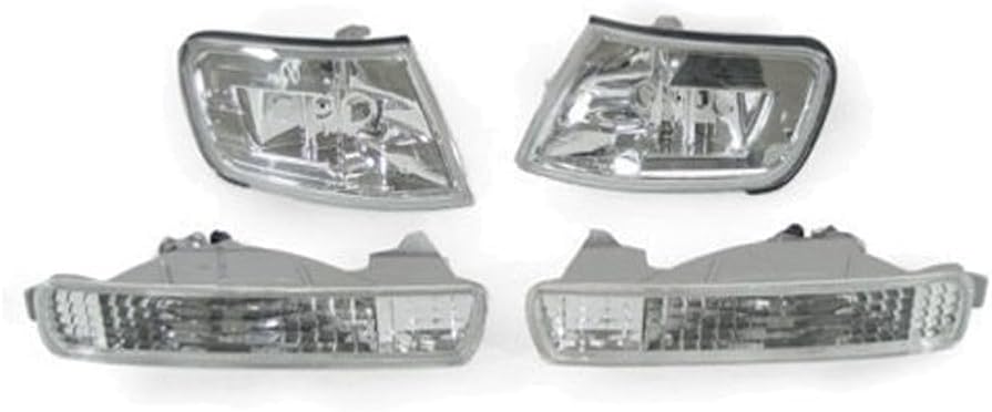 Combo JDM Clear Corner + Bumper Signal Lights Chrome-Housing Crystal-Lens Incandescent-Lighting Technology Plastic for Honda for Accord DX/EX/LX 1994-1995 Front Left Right,Ships from USA