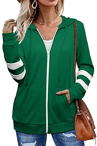 Bofell Hoodies For Women Zip Up Long Sleeve Lightweight Sweatshirts With Pocket Holiday Green S #TOP1