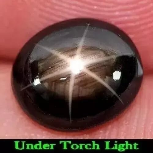 Natural Black Star Sapphire 6 Rays 9.55 Ct Oval Cabochon Loose Gemstone forJewellery Making