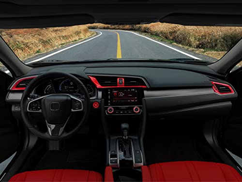 CKE for 10th Gen Civic Air Vent Outlet Cover Trim Frame Central Control for Honda Civic 2016-2021 Accessories Sedan Hatchback LX EX EX-L Sport Touring Si Coupe Type R - Sporty Red (3pcs)