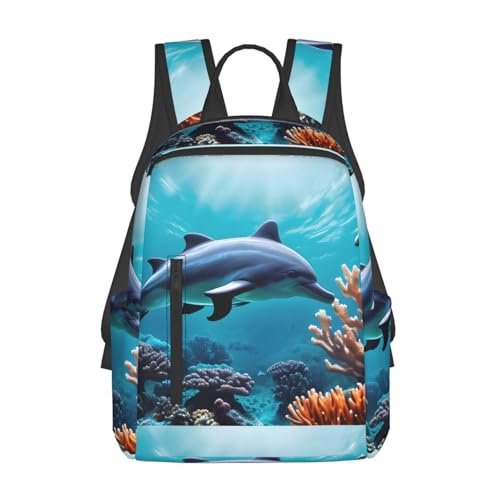 Sac à dos noir léger dauphins sous-marin pour voyage