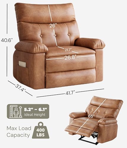 Image of GarveeHome Oversized Recliner Chair, Extra Wide Manual Recliner with Heat and Massage, 400lbs Heavy Duty PU Leather Single Sofa, Large Lazy Chair for Big and Tall Adults, Living Room & Bedroom