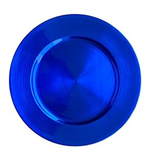 Henilosson Metallic Foil Blue Charger Plates-13 inch-24 pack round Dinner Chargers -Plate Chargers for Dinner Plates – Wedding Décor Place-mats (24, blue)