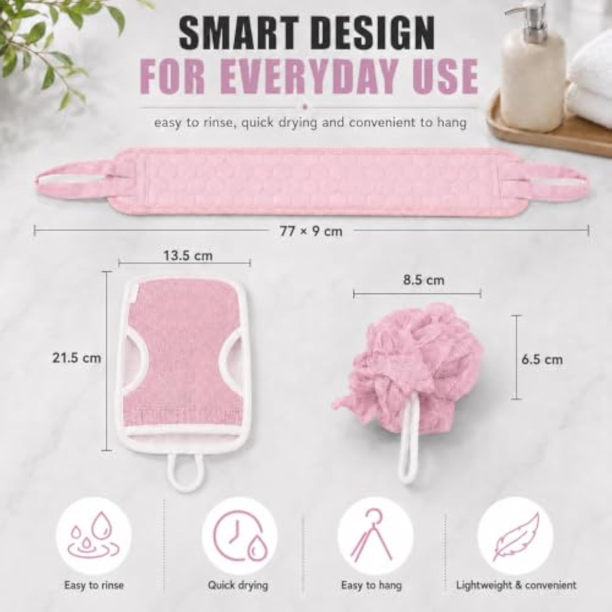 Back Bathing Exfoliating Set, 3 Pcs