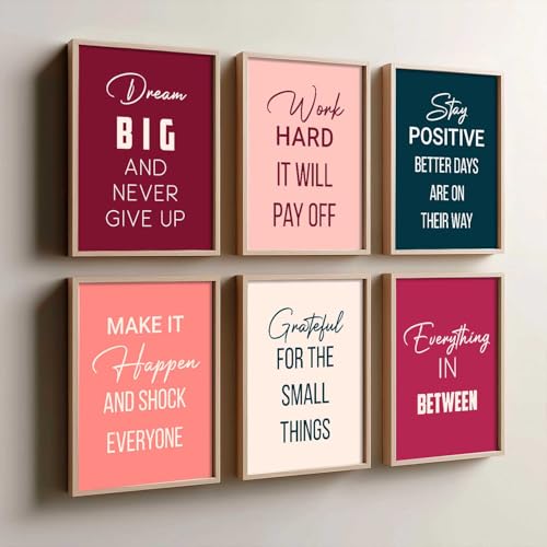 Image of kotart Motivational Quote wall Paintings with Frame for Home Decoration - Painting Living Room Bedroom Office hanging frames Set of 6 Multicolo (14X20 Inch, J)