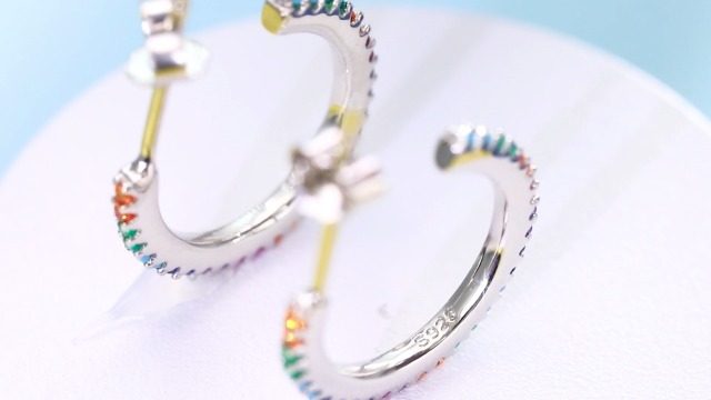 Qings Orecchini A Cerchio Arcobaleno In Argento 925 Con Zirconi – Regalo Alla Moda Per Donna - 3