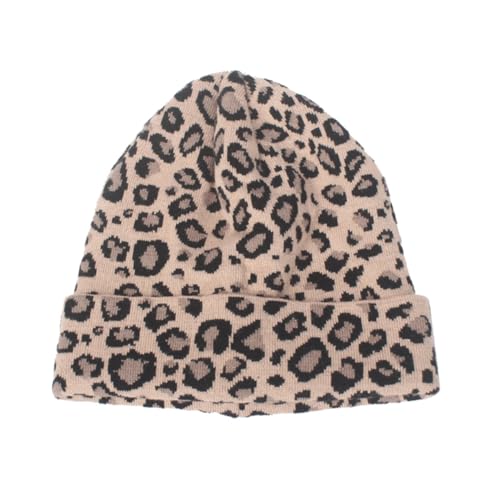 Chapeau beanie doux et chaleureux en maille léopard haut de gamme