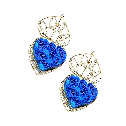 AOKWAWALIY 2 Juegos Jabón De Rosa Azul La Belleza y La Rosa Cabeza De Rosa Artificial Rosa Eterna Rosa Regalos Jabón De Baño De Pétalos Jabón De Rosas Ramos De Novia Falso Flor De Baño Vidrio