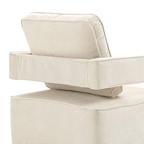 30.7"W Swivel Accent Open Back Chair Set Of 2, Modern Comfy Sofa Chair With Gold Stainless Steel Base For Nursery Bedroom Living Room Hotel Office, Club Chair Leisure Arm Chair For Lounge, Beige #TOP6