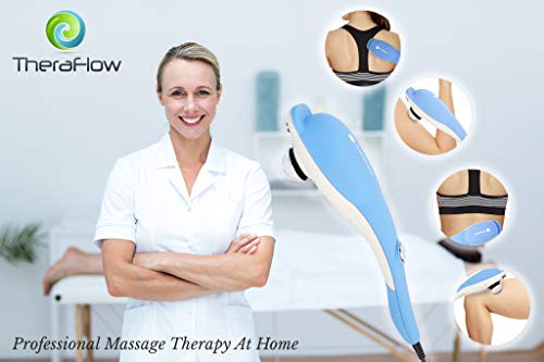 TheraFlow Handheld Deep Tissue Percussion Massager. Muscles, Back, Body, Neck, Foot, Shoulder, Scalp, Head. Trigger Point Pain Relief, Relaxation. Attachments for Acupoint, Shiatsu, Kneading. Gift - Thumbnail 6