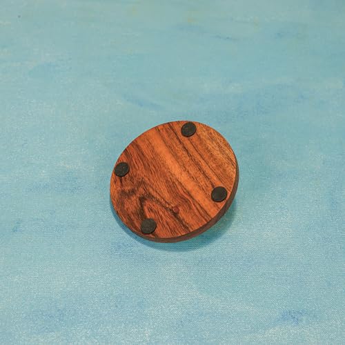 Image of Ireka Home Golden Bloom Coaster Set | Pack of 4 | Acacia Wood with Yellow Floral Enamel, Coffee Table Decor, Modern Cup Coaster for Kitchen, Coffee Cups, Mugs & Glasses
