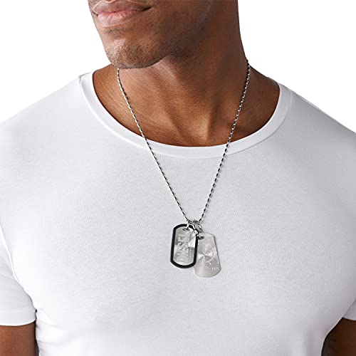 Diesel All-Gender Stainless Steel Dog Tag Pendant Necklace, Color: Silver Double Dog Tag (Model: Dx0011040) #TOP2