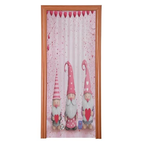 FLildon Gnomes Love Hearts Valentine's Day Door Cover Decoration, Party Accessory Porch Decor for Festive Ornament Room Door Covers 32 x 79 Inch