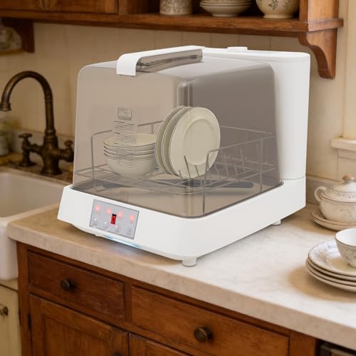 Image of Portable Countertop Dishwasher, 800W Mini Dishwasher 18.89x14.96x15.74in Dish Washing Machine with See-Through Window, Touch Control, 360 Lower Spraying for Small-Sized Houses (White-3)