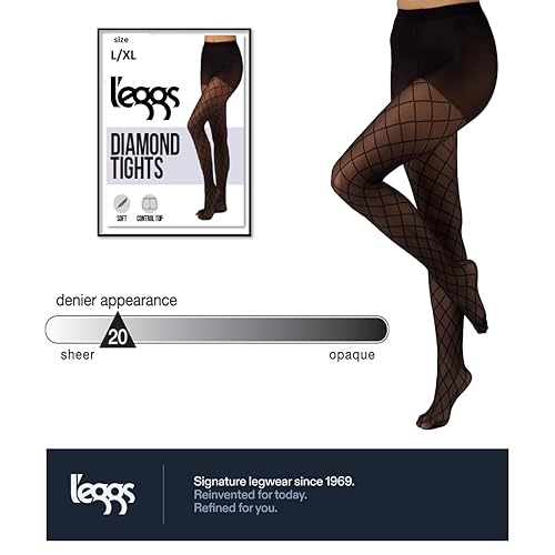 Image of L'eggs Casual Women's Fashion Diamond Design, Control Top, Sheer Toe, Tights