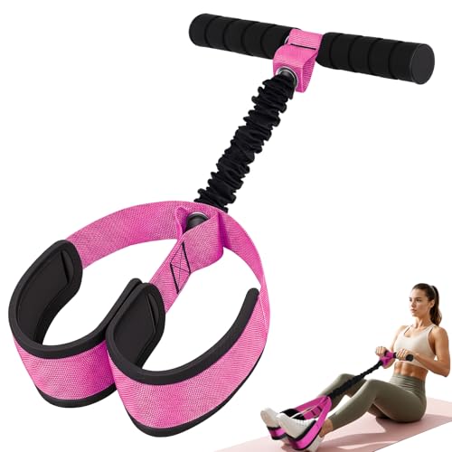 TOMSHOO Pedal Widerstandsbänder mit Griff Multifunktions Bauchtrainer für Zuhause Bodybuilding Expander Sit-Up Trainingsgeräte 55LB/75LB Leg Exerciser für Fitness Abnehmen Training Yoga