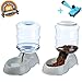 Ancaixin Automatic Cat Feeder and Water Dispenser in Set with Slicker Brush Gift for Small Large Dog Pets Puppy Kitten Big Capacity 1 Gallon x 2