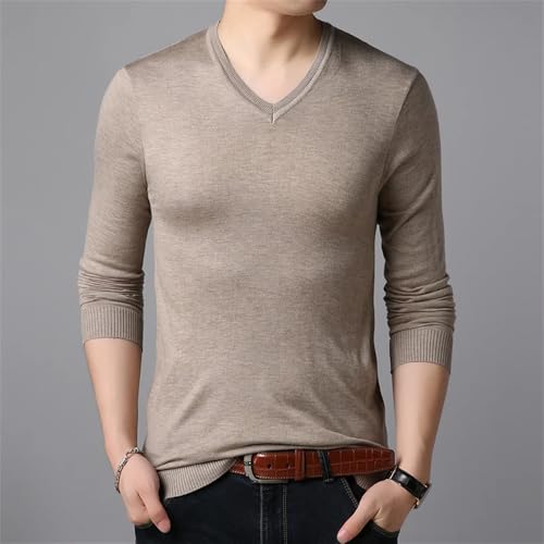 Winter Men's V-Neck Knitted Sweater Warm Pullover Sweater Comfortable Wool Blend Sweater2