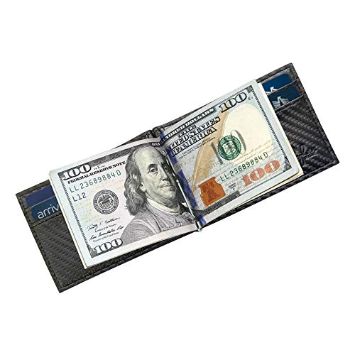bryker hyde rfid blocking slim minimalist id outside front pocket wallet money clip 9 slots leather black carbon fiber