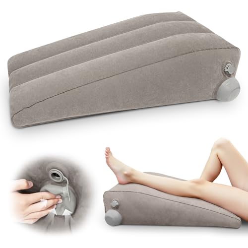 Inmoredo Inflatable Leg Elevation Pillow for After Surgery, Leg Wedge Pillow for Post-Surgery Recovery, Adjustable Height for Foot Ankle Knee, with Easy Press Pump Valve, Single Leg