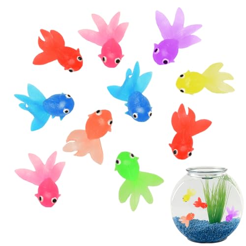 EYVRPAU 10 Piezas Peces Artificiales Móviles, Peces de Plástico Flotantes, Peces Suaves y Coloridos, Peces Simulados para Niños, Juguetes de Baño, Decoración de Acuario